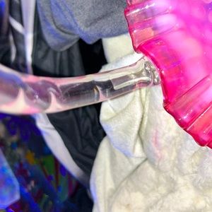 Crystal pink and white glass basket for decoration